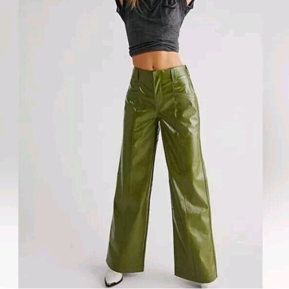 Free People Olive Green Straight Leg Pants